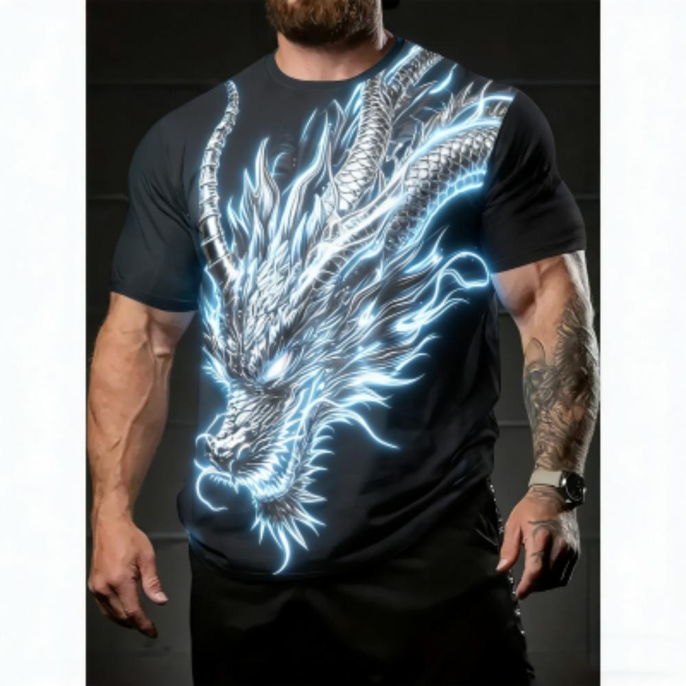 Summer Men's T-Shirt Dragon 3D Print Tees Top Hip Hop Loose Short Sleeve Streetwear Vintage Oversized Women T-shirt