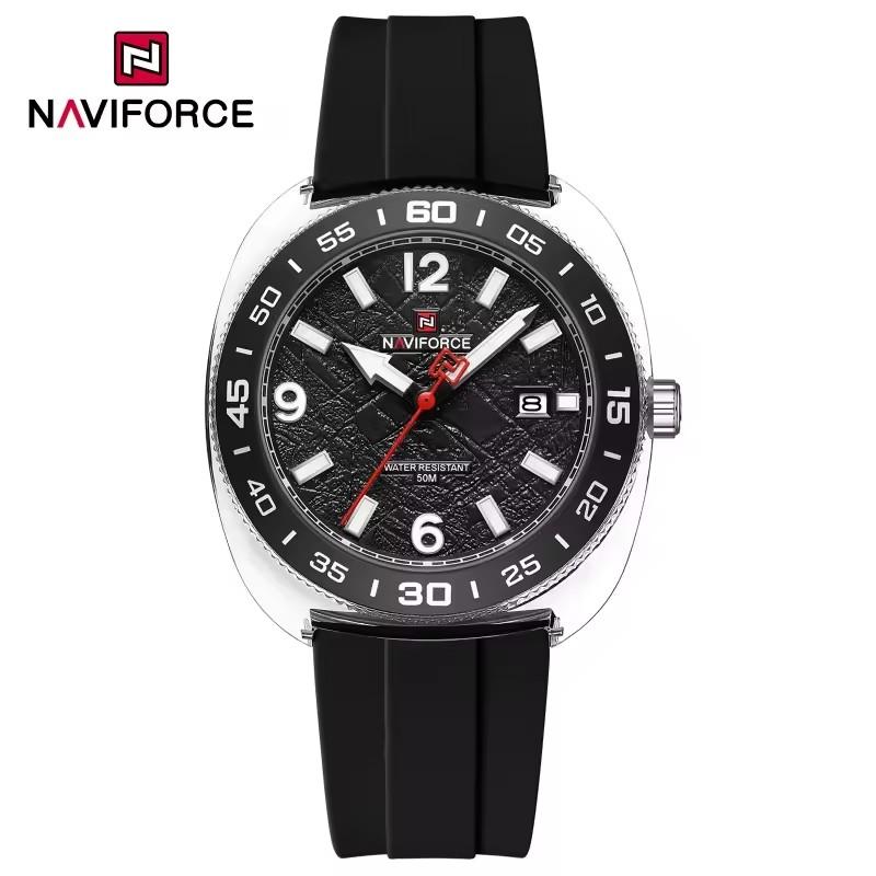 Мужские спортивные часы NAVIFORCE 7132 Модный тренд Отображение даты Светонакопительные стрелки Водонепроницаемость 5ATM Силиконовый ремешок Мужские кварцевые часы
