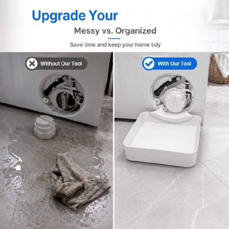 Washing Machine Water Pan Set with Raised Tray Design and Drain Fittings for Household Washer Floor Protection and Cleanup