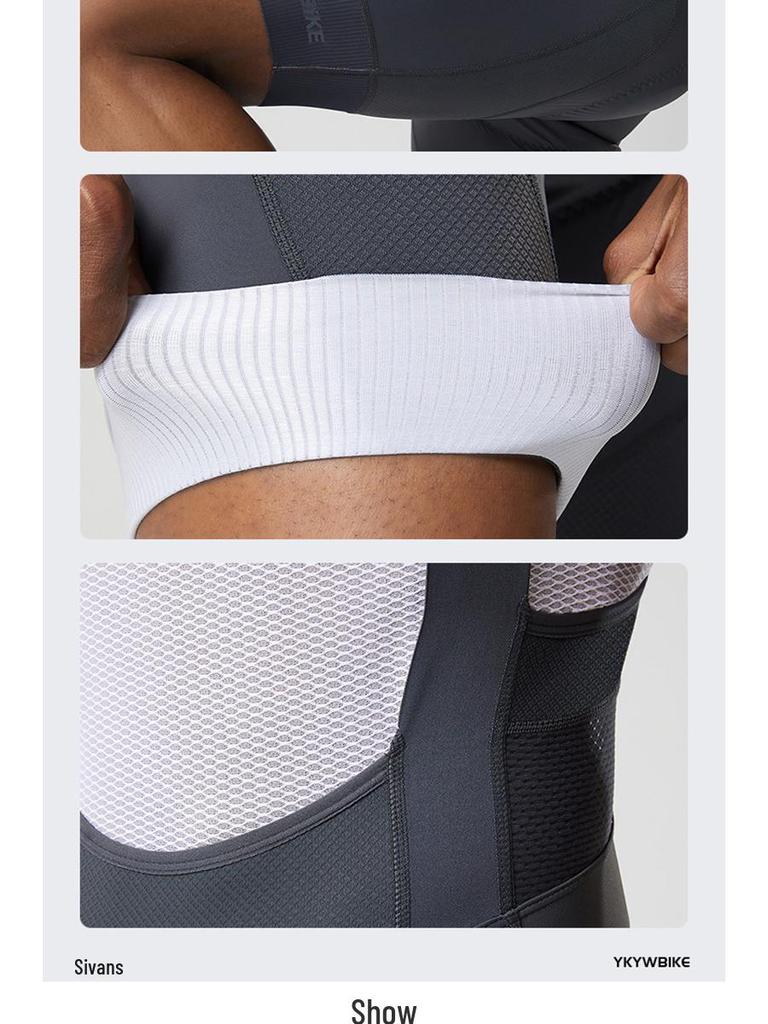 Мужские летние велошорты с лямками YKYWBIKE - Дышащие, Влагоотводящие, Дизайн с вырезами.