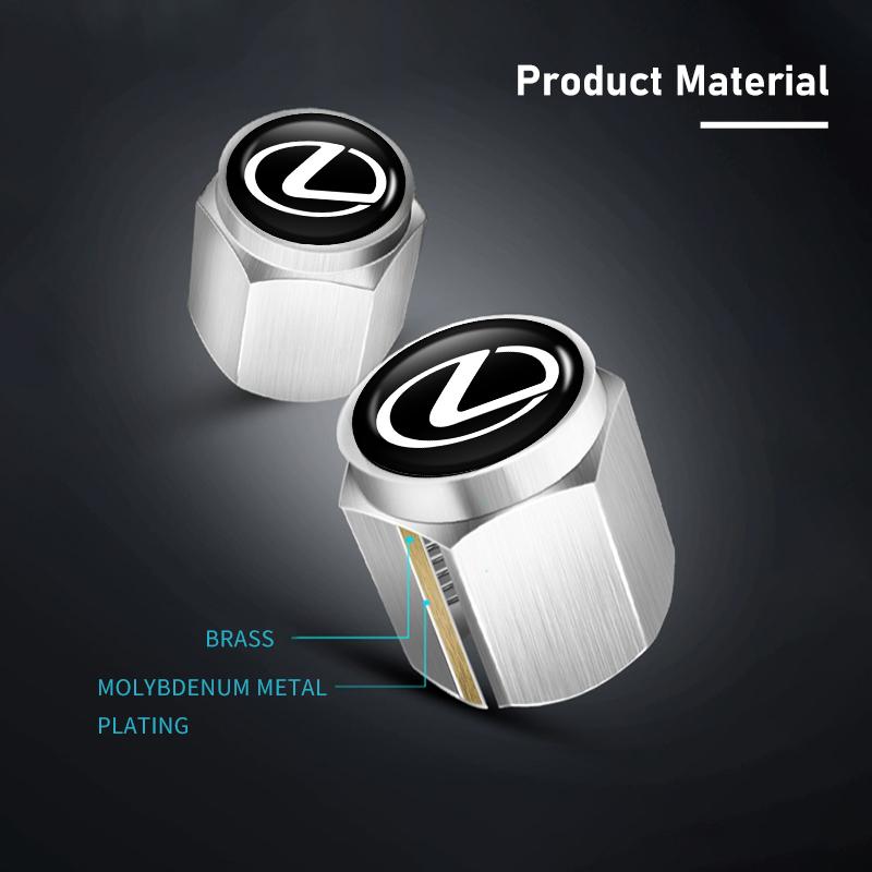 4PCS Car Wheel Tire Valve Stem Covers Cap Decoration Accessories For Lexus UX250h RX450h RX300 GX470 CT200h RX400h NX300h RX350 wzdf76