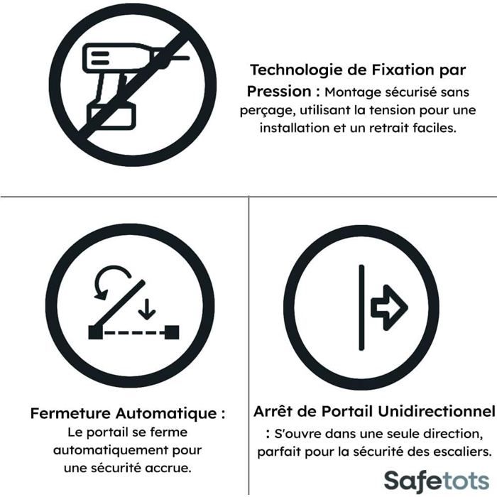 Safetots Автозакрывающаяся Защитная Перегородка Сверхузкая Матовый Черный 61см - 66,5см