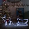 VidaXL Outdoor Christmas Decoration Reindeer and Sleigh 252 LEDs Illuminated Reindeer Luminous Decorative Holiday Ornament 329873