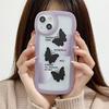 Transparent Wave Edge Painted Silicone Case for Xiaomi Redmi Note 10 11 12 iPhone 15 14 13 11 Samsung A54 A34 A24 Funda Black Colorful Butterfly Cover
