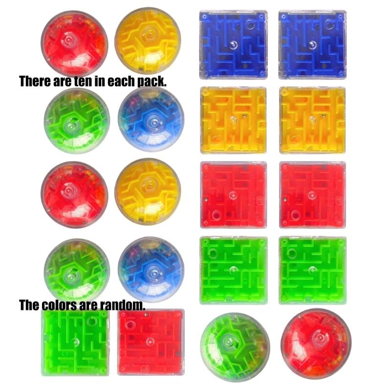 10PCS 3D Labyrinths Cubes Set Cognitive Training Maze Puzzle Toy Portable Travel Friendly Bead Maze Toy Safe For Children