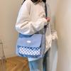 Большая вместительная сумка-мессенджер для поездок на работу, корейская клетчатая сумка, сумка через плечо для студенток, холщовая сумка для студентов