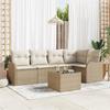 6-piece Garden Sofa Set with Brown Poly Rattan Cushions, 2-seater Garden Sofa with Storage 3354380