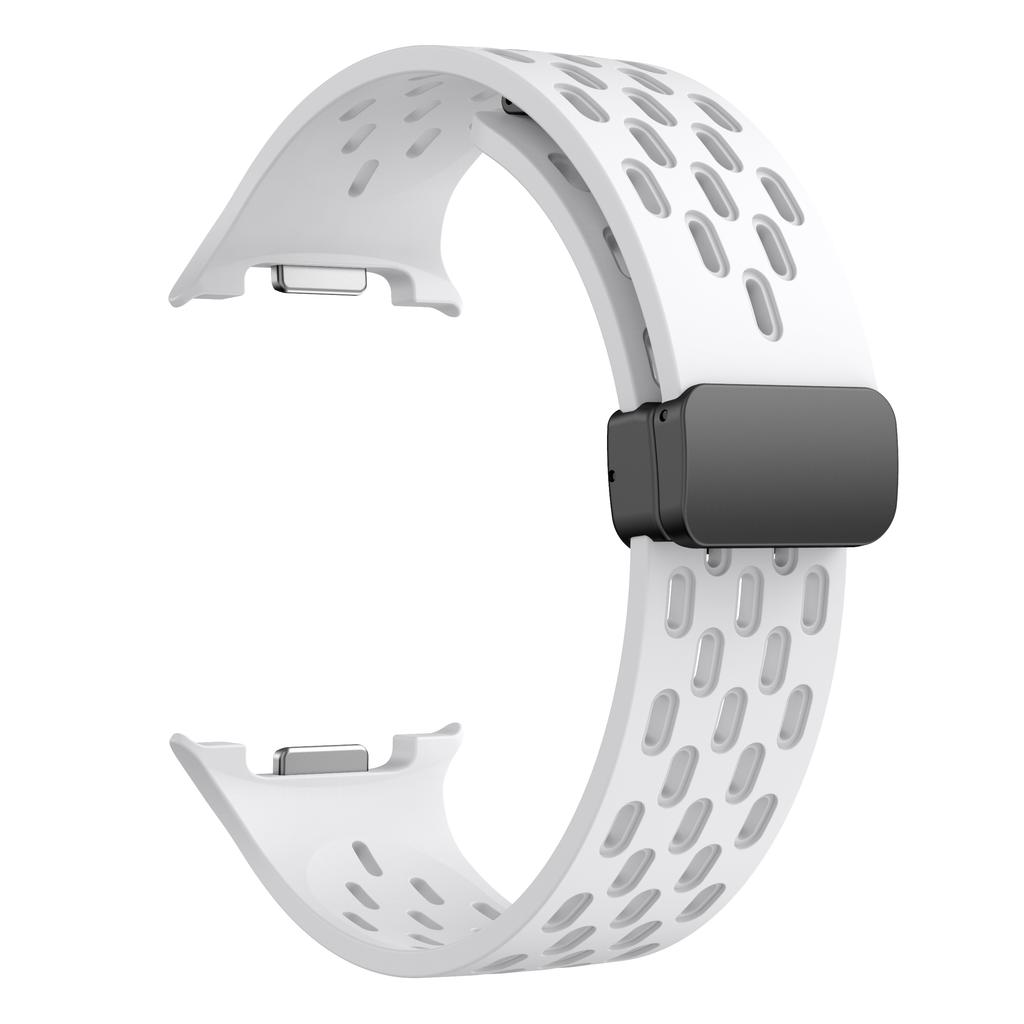 Breathable Silicone Strap for Samsung Galaxy Watch8 44mm/40mm/Watch8 Classic 46mm Multi Hole Magnetic Buckle Watch Band