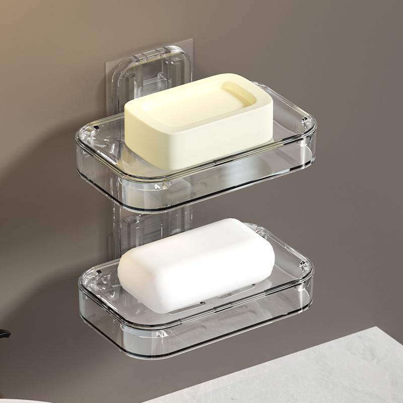 Soap Box Suction Cup Wall-mounted Perforation-free Drain Toilet Drain Soap Box Shelf Household Bathroom