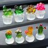 4pcs Miniature Cactus Set - Adorable Resin with Transparent Pots - Perfect Car Dashboard, Home & Office Desk Decorations for Adding Greenery Touch