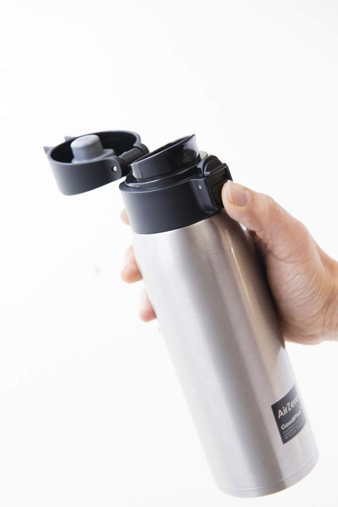 GoodPlus+ Vacuum Insulated Stainless Steel Mug, Air Zero, 500ml, Clear Stainless Steel [Keeps drinks hot or cold] [Lightweight & Compact Design]