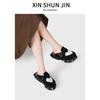 Horsehair Love New Thick-soled Retro Half Slippers Genuine Leather One-pedal Bag Head Slippers Women's Outer Wear