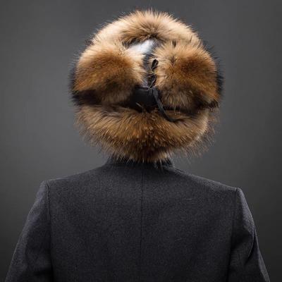 Шапка из меха лисы, цельный мех для мужчин, мех енота, защита ушей от солнца, теплая шапка из натурального меха для мужчин среднего возраста