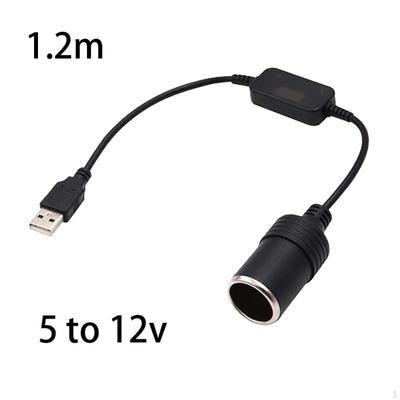 Кабель-преобразователь 5V USB A Male на 12V Female для автомобильного прикуривателя с чипом-усилителем, 10 Вт для GPS и камеры