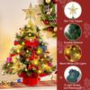 JOIEDOMI 24"/2FT Pre-lit Tree with Artificial Christmas Tabletop Tree Includes Star Topper Ornaments for Indoor Xmas Decor