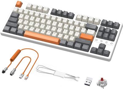 Механическая игровая клавиатура MAMBASNAKE x ZIYOU LANG K87 с витым кабелем, 87 клавиш, компактная, три режима подключения, с возможностью горячей замены, печатная плата с EVA звукопоглощением