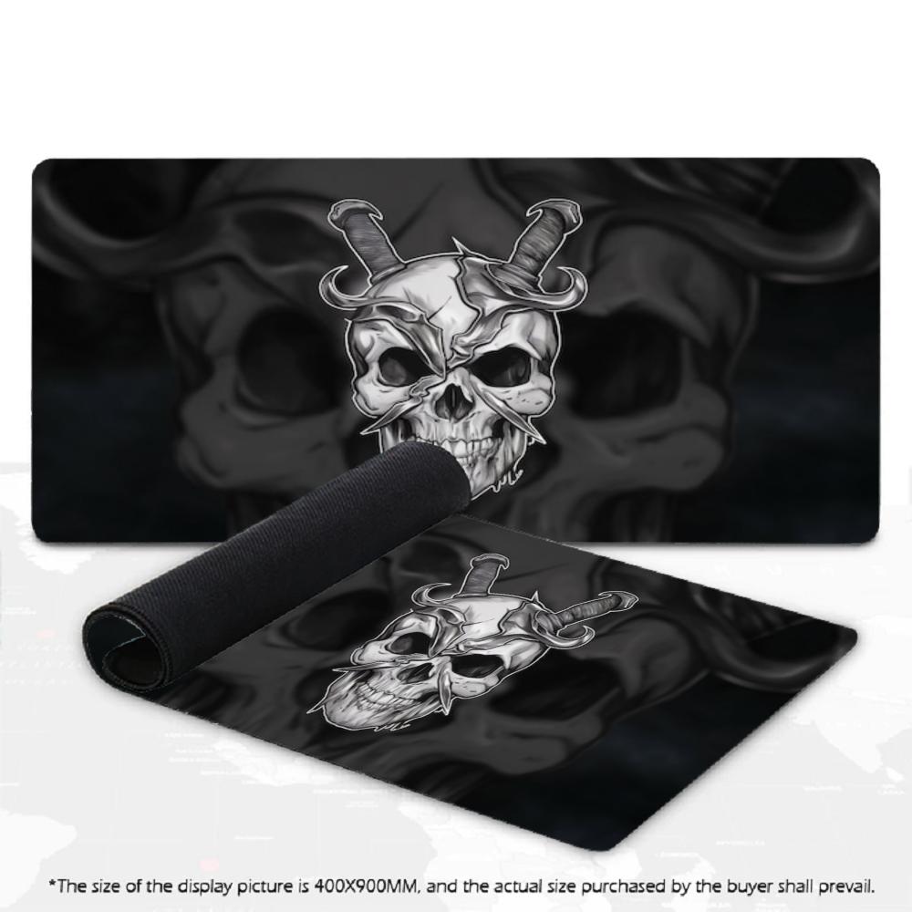 Mouse Pad XXL Desk Mat Western Cowboy Skeleton Dark Gothic Blade Skull Zombie Ink Art Vintage Gaming Mat Non Slip Rubber Base