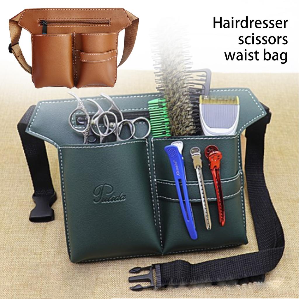 Hair Scissor Bag Clips Comb Case Hairdressing Barber Hair Scissor Holster Bag Holder Tool Salon Waist Pack Belt PU Leather Bag