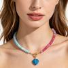 Cross-border dopamine natural stone bead necklace, small fashion gradient heart pendant choker chain for women
