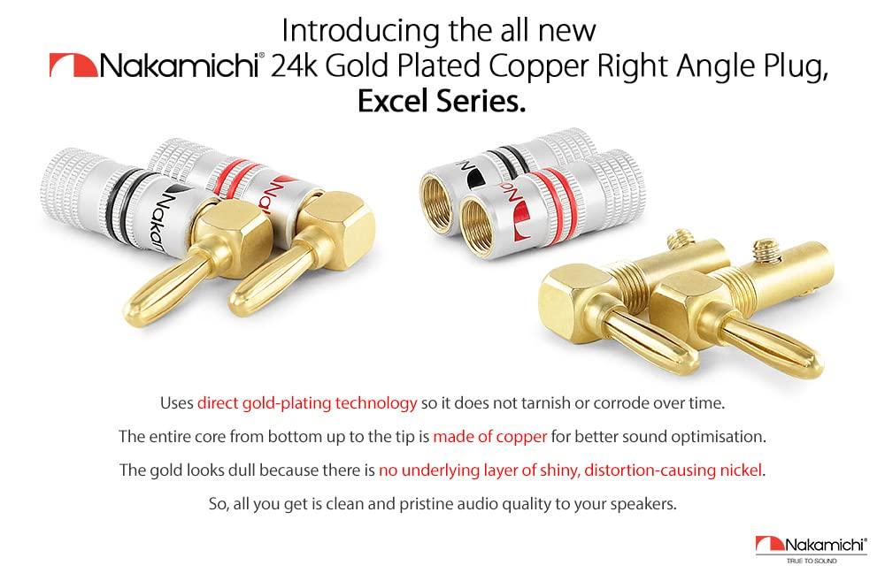 Nakamichi Серия Excel Позолоченные 24K Прямоугольные Банановые Штекеры 12-18 AWG 4 мм для Акустической Системы Усилителя Hi-Fi AV Стерео Домашнего Кинотеатра Винтовой Тип 12 шт 6 Пар
