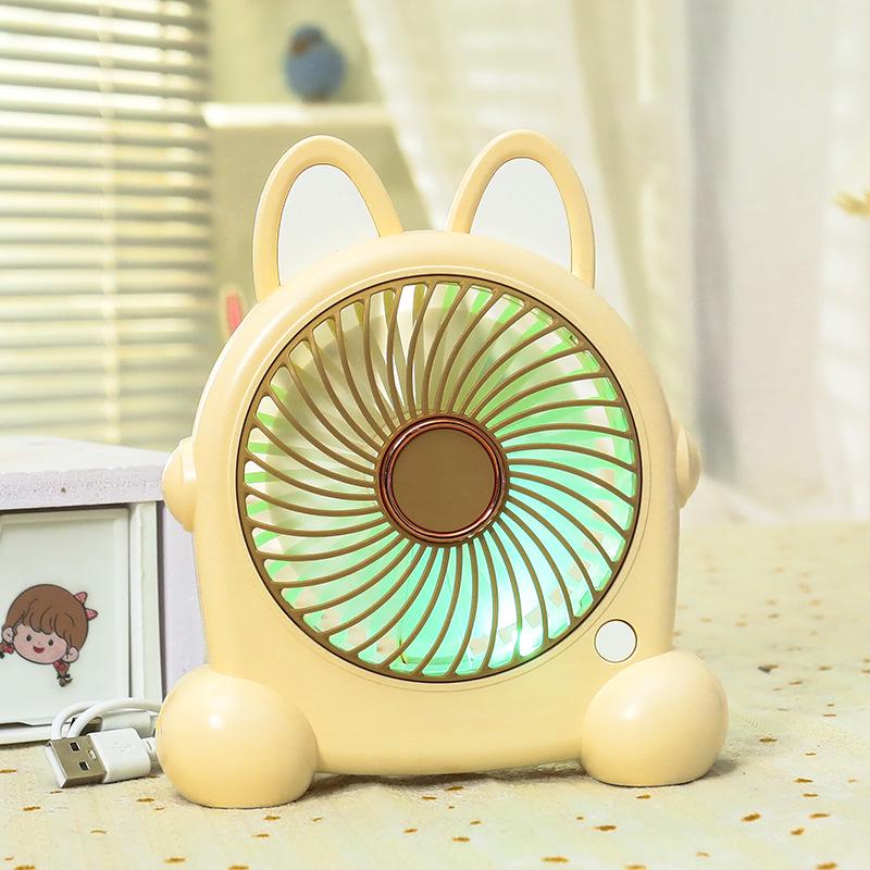 USB Rechargeable Puppy-Themed Fan, 3-Speed Adjustable, Ideal for Desktop and Bedside Use