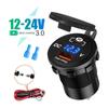 48W Dual USB Car Charger QC3.0 PD Fast Charging Socket with LED Voltage Display, Waterproof Marine USB Port for iPhone iPad Android