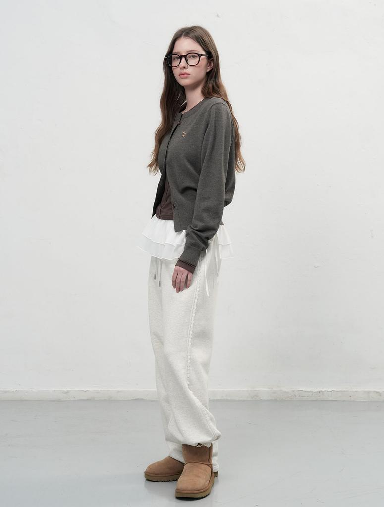GENERALIDEA Lace Trimmed Sweatpants [Oatmeal] / Wbe2L11505
