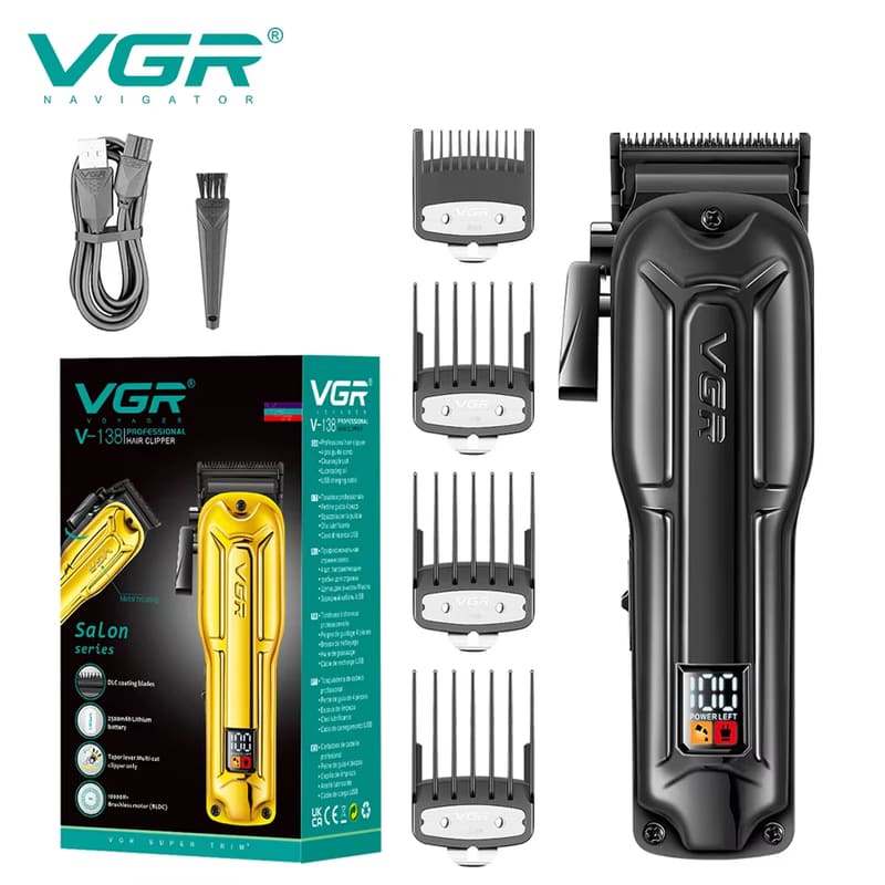 Metal Body Hair Salon LCD Digital Display Hair Clipper Home Men's Electric Hair Clipper Shaving Hair Clipper Life Upgrade Large Capacity Battery