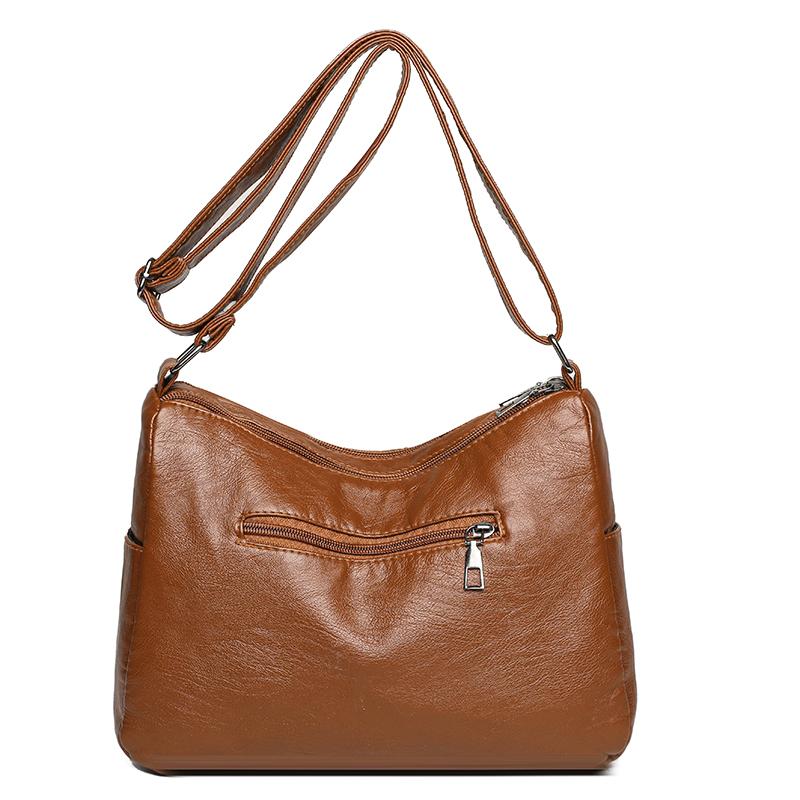 Сумка-мессенджер для женщин среднего и пожилого возраста, женская однотонная сумка из мягкой кожи с несколькими карманами