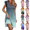 Womens Summer Dress Ruffle Sleeve V Neck Short Dresses Fashion Casual Flowy A Line Swing Sundress With Pocket