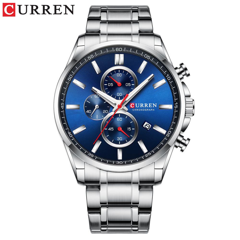 CURREN New Top Men's Watches Six -pin Quartz Watch Steel Belt Business Casual Watch