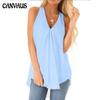 Новая летняя однотонная свободная шифоновая футболка без рукавов с v-образным вырезом, женская