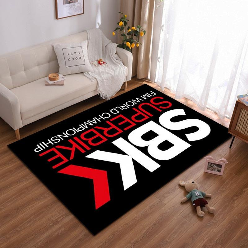 "Black Carpet with SBK Superbike Championship Logo and Red Arrow" Suitable for use as an anti-slip for living room bedroom sofas