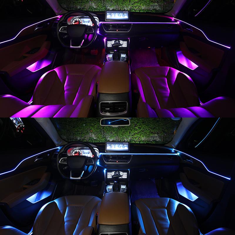 Автомобильная панель окружающего освещения с несколькими режимами RGB, универсальная светодиодная внутренняя лампа со скрытой полосой, атмосферная лампа