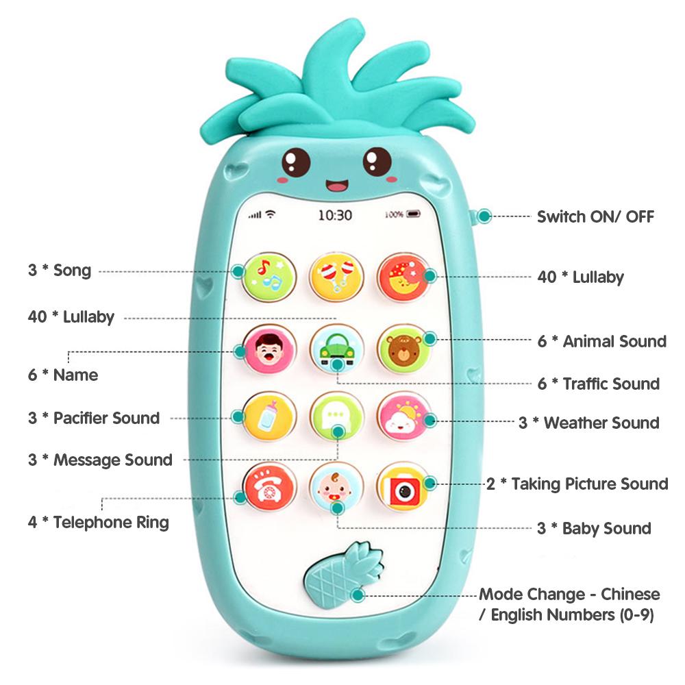 Mobile Phone Toy with Light Music & Sounds Silicone Teether Baby Multifunctional Smartphone Toy for Babies Infants Toddlers 6 Months +