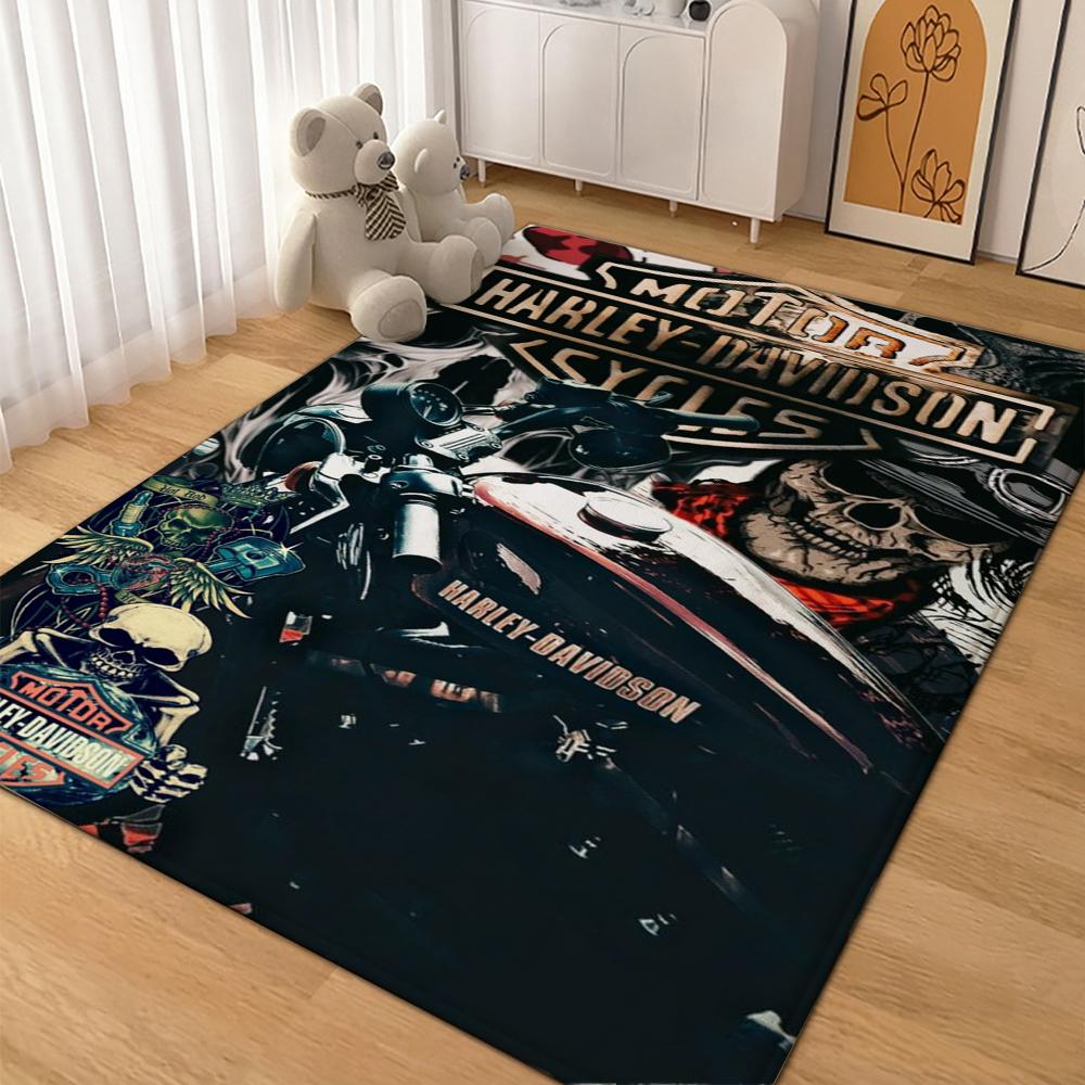 Harley Davidson Skull Fire Carpet Doormat Living Room And Bedroom Mats Art Doormat Office Chair Cushion