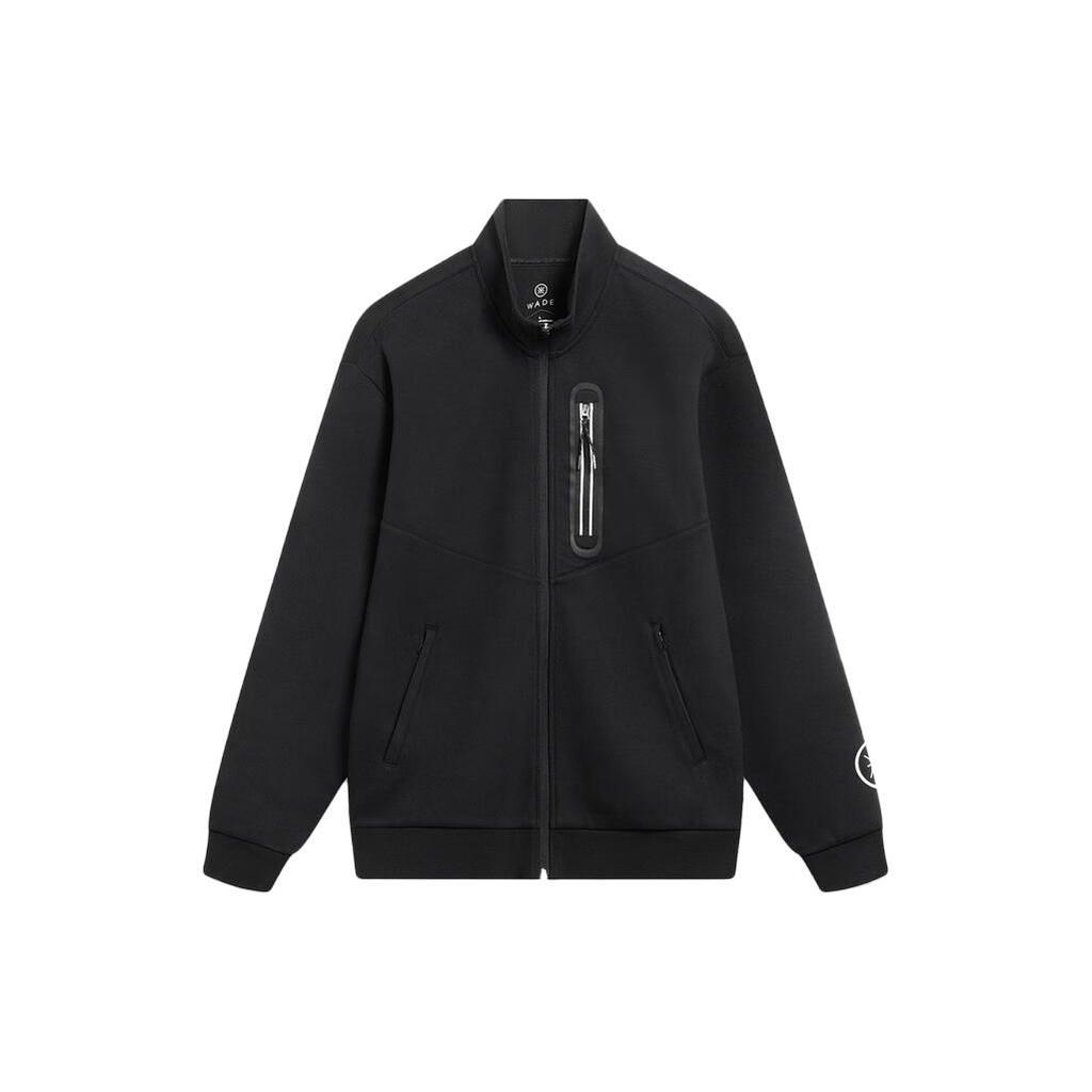 Li Ning Wade Series Solid Color Logo Reflective Zip-Up Stand Collar Sweatshirt Men Sweatshirt Black AWDT151-1