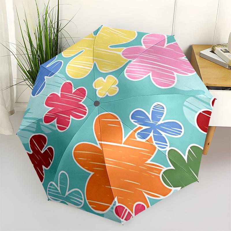 1pc Floral Pattern Automatic Folding Umbrella - 8-Rib Automatic Open/Close, Large Canopy Birthday Festival Gift yy251217117
