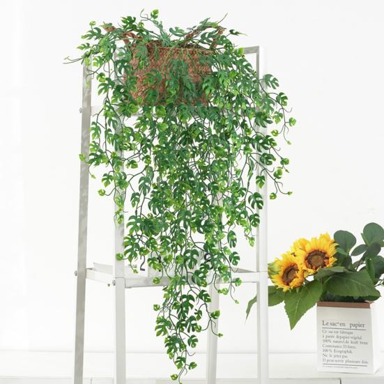 Имитация 5-вилочной лозы Монстера, реалистичный внутренний потолок, не требующий обслуживания, цветочная лоза для круглогодичного украшения