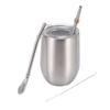 Yerba Mate Gourd Tea Cup Set 12Oz,Double-Wall Stainless Coffee Water Cup With Lid 2 Bombillas Straws Spoon&Brush
