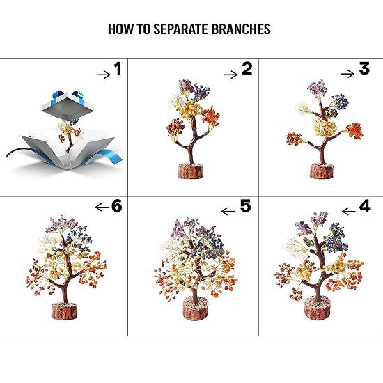 Кристаллы и драгоценные камни семи чакр, экспонат хрустального дерева семи чакр для домашнего декора на удачу