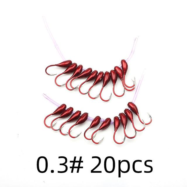 Зимняя подледная рыбалка 45° Красный перевернутый крючок с леской Имитация красных крючков для наживки дождевых червей Джиг-головка Рыболовный крючок Снасти для ловли карпа