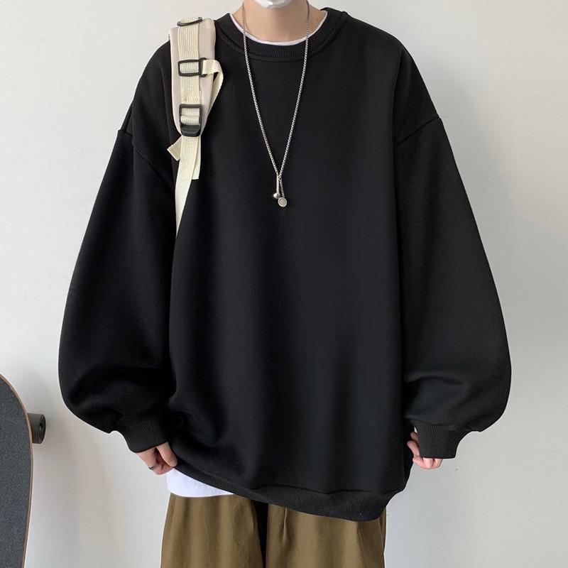 Мужская осенняя модная свободная толстовка в гонконгском стиле с круглым вырезом