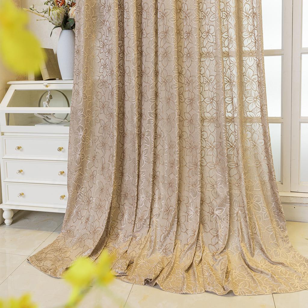 1 панель шторы из полупрозрачной марли с принтом зеленых листьев в стиле французского кантри на люверсах - мятно-зеленые и белые ботанические оконные портьеры для спальни