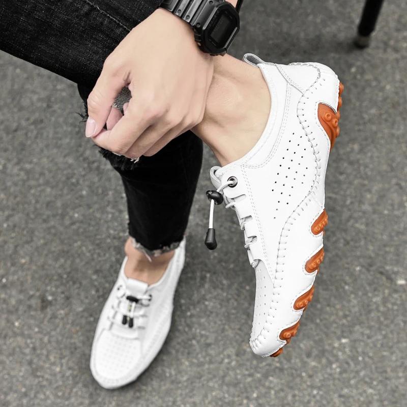 Модная мужская повседневная летняя обувь кроссовки мужские натуральная кожа новая уличная обувь мужские лоферы винтажный дизайнерский досуг большой размер 38-47