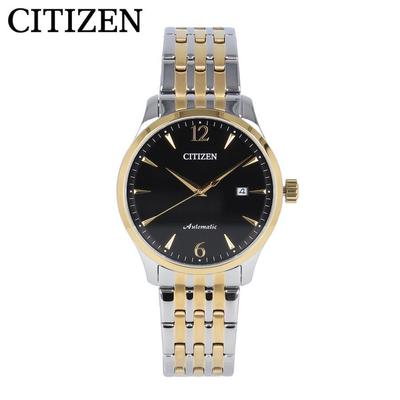 CITIZEN Автоматические наручные часы из нержавеющей стали NJ0114-84E с датой, черные, серебряные, золотые для мужчин
