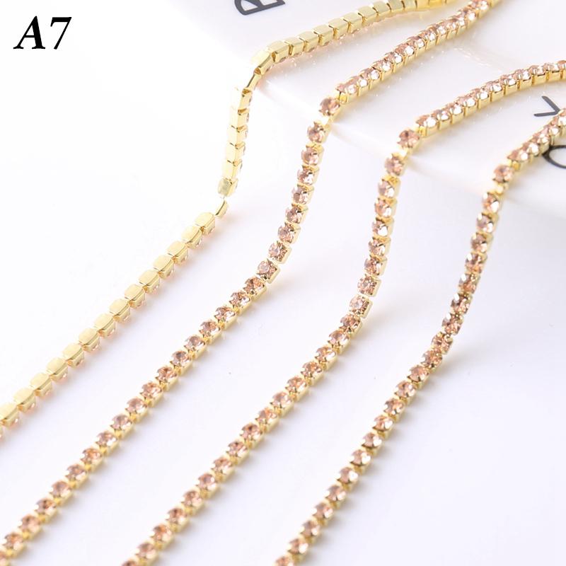 5M Rhinestone Drill Chain 2mm Glass Rhinestone Claw Chain Trim DIY Sewing Costume Craft Performance Clothing Decor Accessories