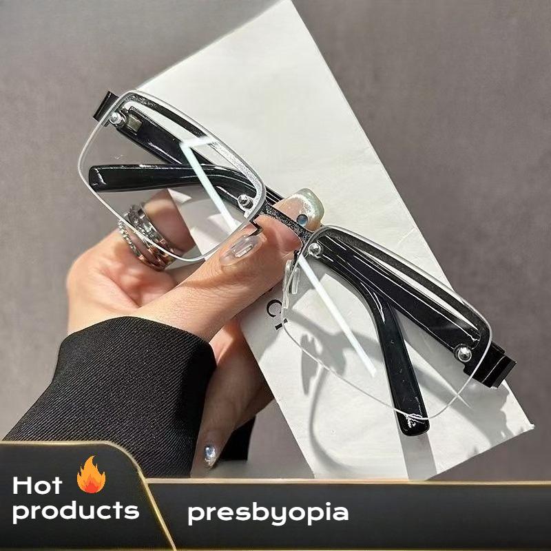 Fashionable 2PCS New High Quality Half-Rim Reading Glasses Men ladies Crystal Glass Lens Presbyopia Glasses with Grade +1.0 +1.5 +2.0To +4.0