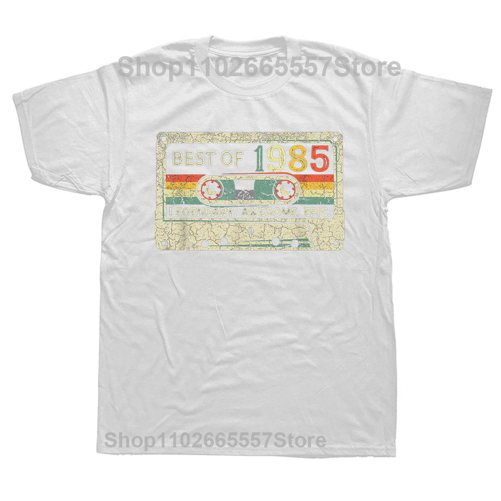 Vintage 1985 Limited Edition Cassette Tape 39th Birthday T Shirt Tee Tops Round Neck Fashion Tshirt Clothing Basic T-shirts