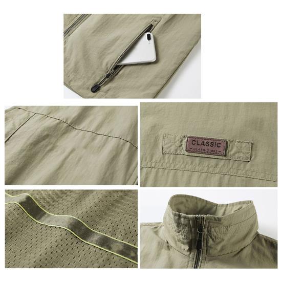 Жилет для мужчин, жилет без рукавов с лацканами, пальто с несколькими карманами, на молнии, водонепроницаемый мужской жилет-карго для альпинизма